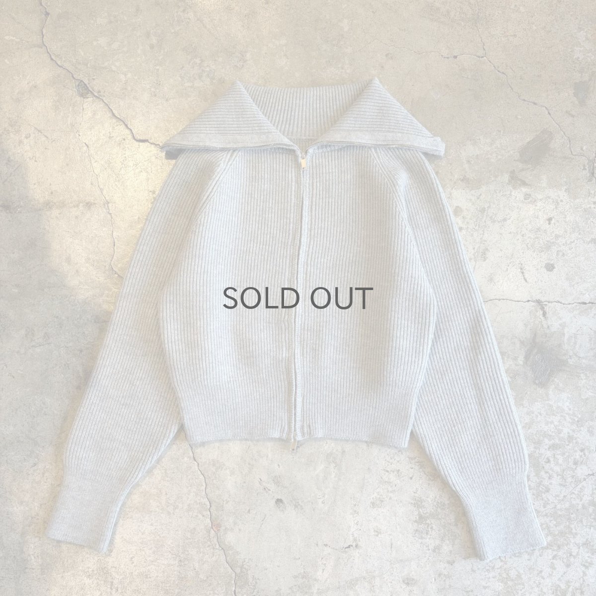 画像1: 【WONDERGROUND】HIGH & SAILOR COLLAR DOUBLE ZIP UP KNIT TOPS / GRAY / OS (1)