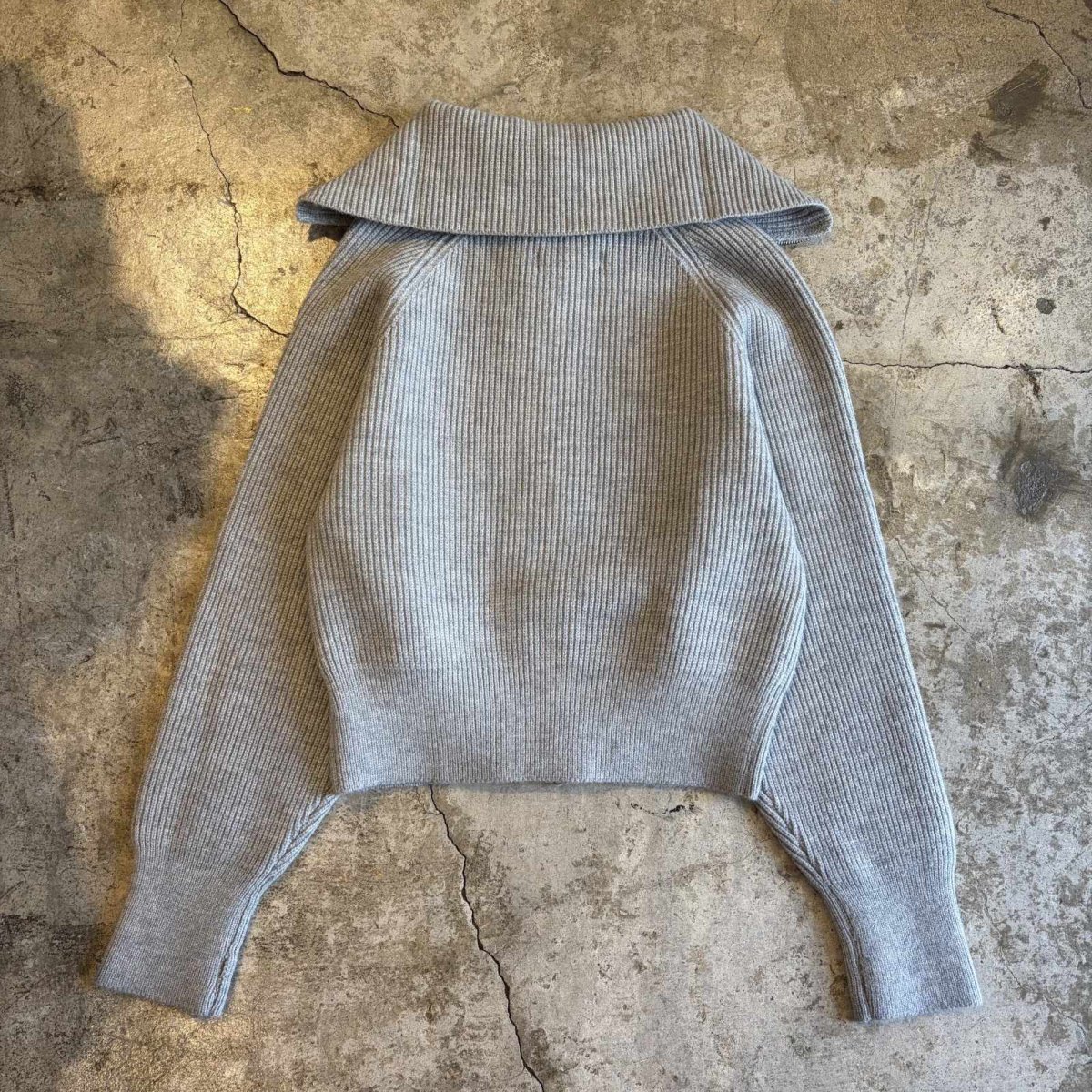 画像2: 【WONDERGROUND】HIGH & SAILOR COLLAR DOUBLE ZIP UP KNIT TOPS / GRAY / OS (2)