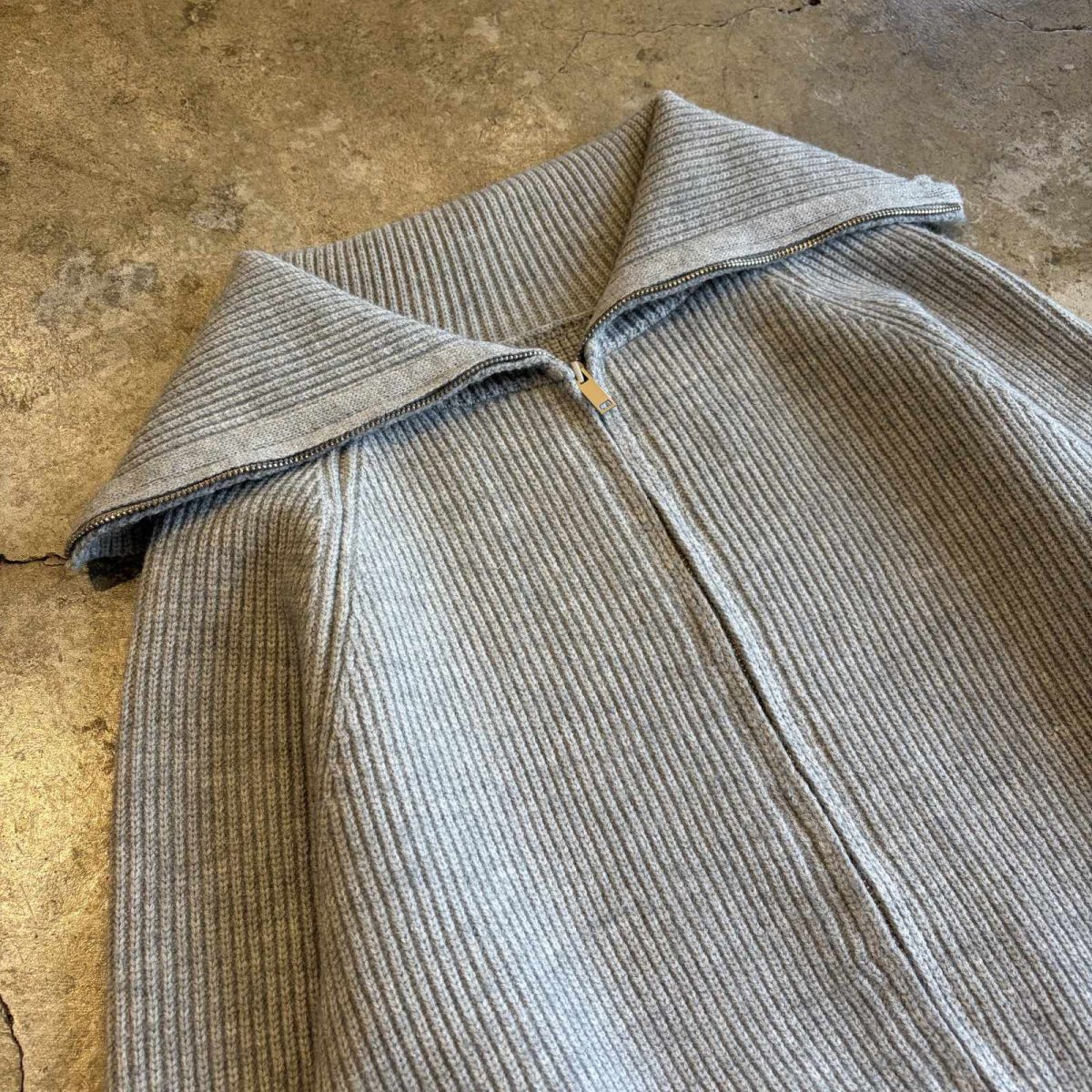 画像3: 【WONDERGROUND】HIGH & SAILOR COLLAR DOUBLE ZIP UP KNIT TOPS / GRAY / OS (3)