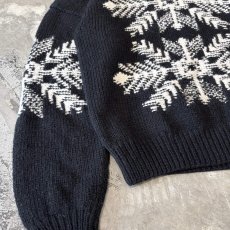 画像5: BICOLOR NATIVE GRAPHIC HANDKNIT WOOL SWEATER / Mens XL (5)