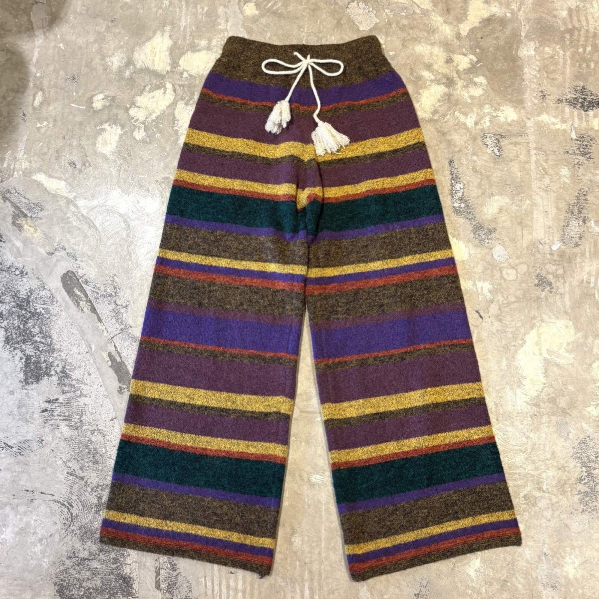 画像1: ALL OVER BORDER PATTERN KNITTING PANTS / FREE (1)