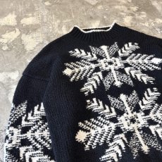 画像3: BICOLOR NATIVE GRAPHIC HANDKNIT WOOL SWEATER / Mens XL (3)