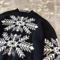 画像4: BICOLOR NATIVE GRAPHIC HANDKNIT WOOL SWEATER / Mens XL (4)