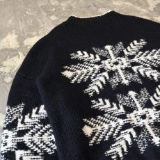 画像9: BICOLOR NATIVE GRAPHIC HANDKNIT WOOL SWEATER / Mens XL (9)