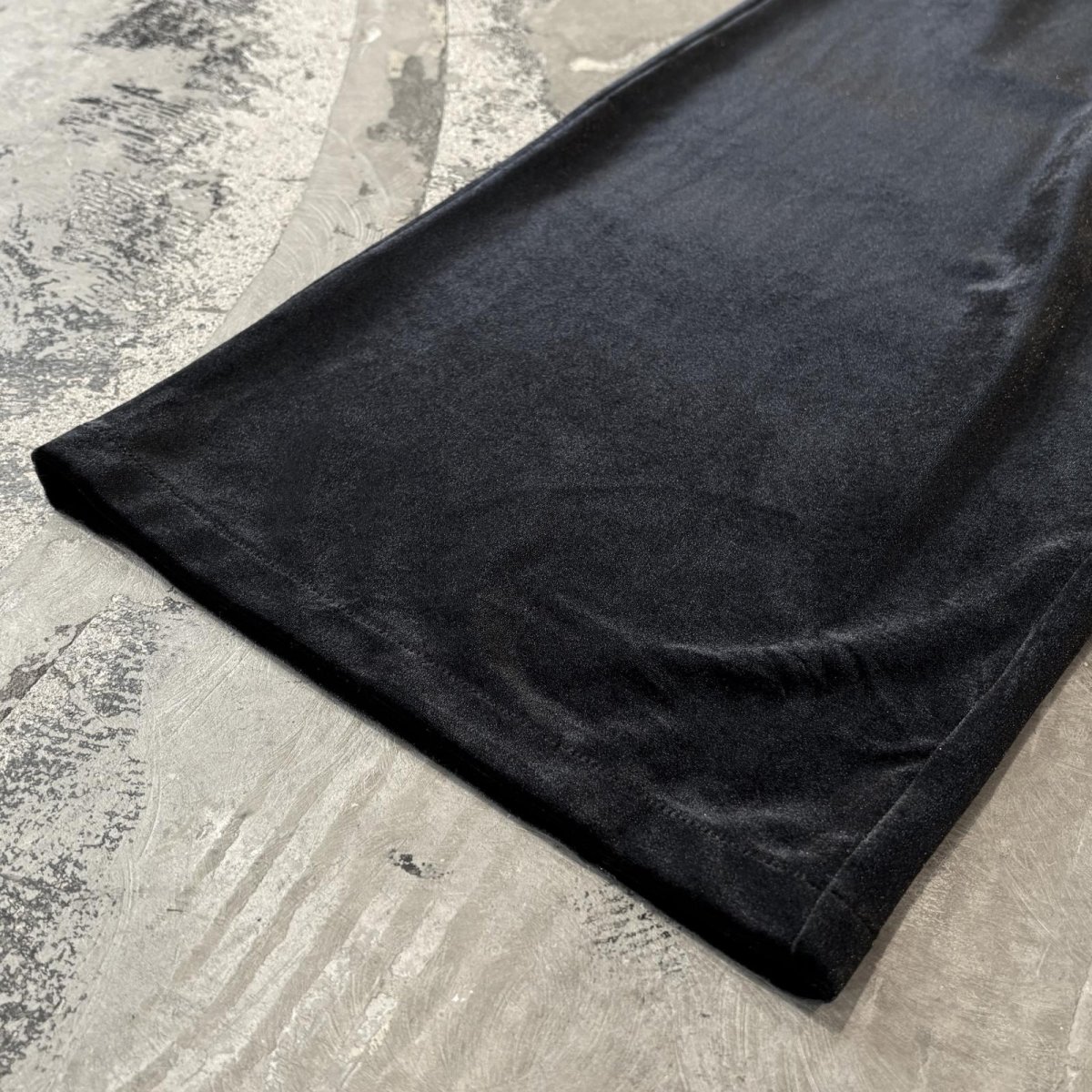 画像8: BLACK COLOR WIDE SILHOUETTE VELOUR PANTS / FREE (8)