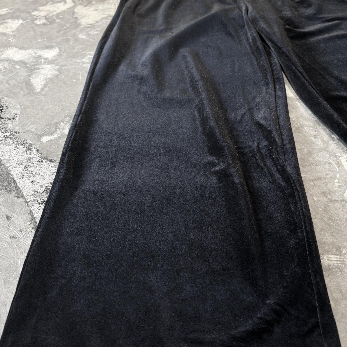 画像7: BLACK COLOR WIDE SILHOUETTE VELOUR PANTS / FREE (7)