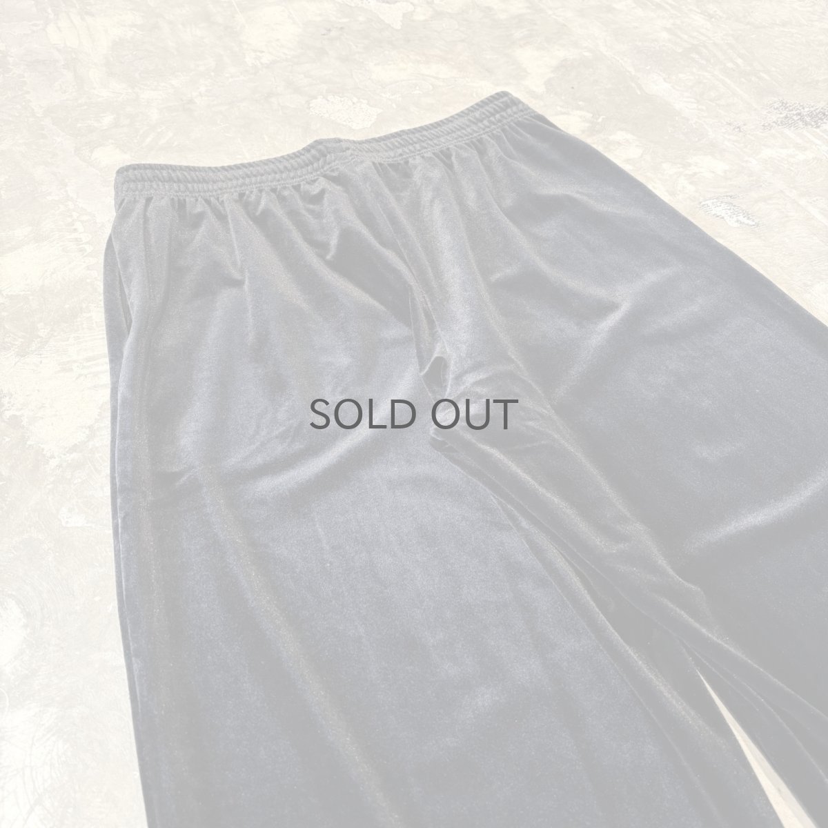 画像9: BLACK COLOR WIDE SILHOUETTE VELOUR PANTS / FREE (9)