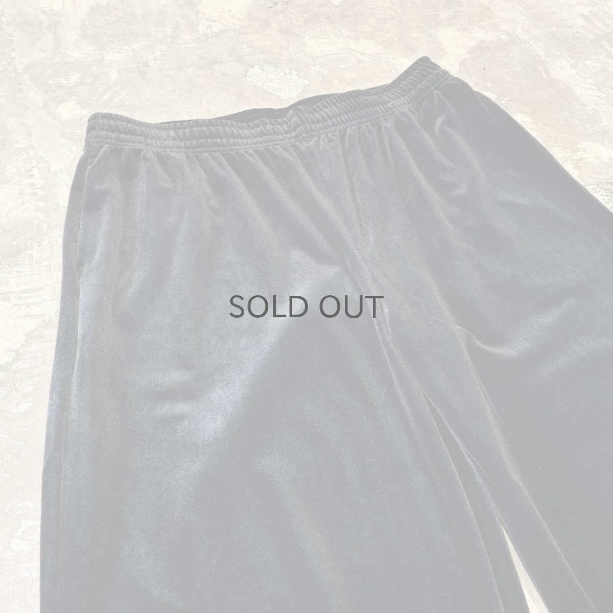 画像3: BLACK COLOR WIDE SILHOUETTE VELOUR PANTS / FREE (3)