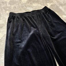 画像3: BLACK COLOR WIDE SILHOUETTE VELOUR PANTS / FREE (3)