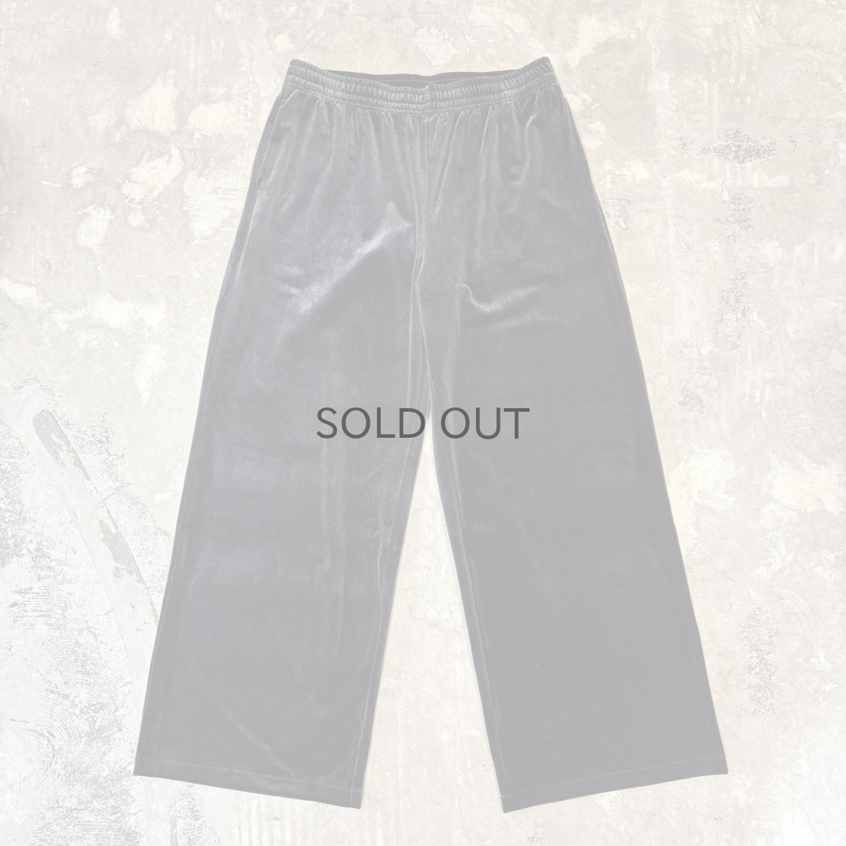 画像1: BLACK COLOR WIDE SILHOUETTE VELOUR PANTS / FREE (1)