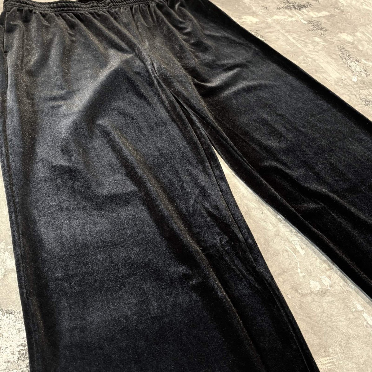 画像5: BLACK COLOR WIDE SILHOUETTE VELOUR PANTS / FREE (5)