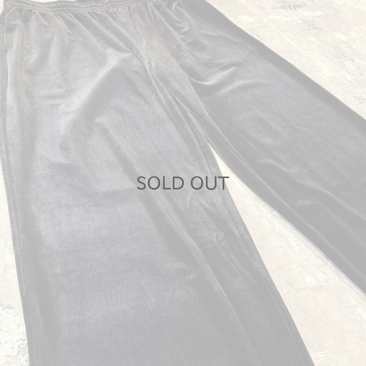 画像5: BLACK COLOR WIDE SILHOUETTE VELOUR PANTS / FREE (5)
