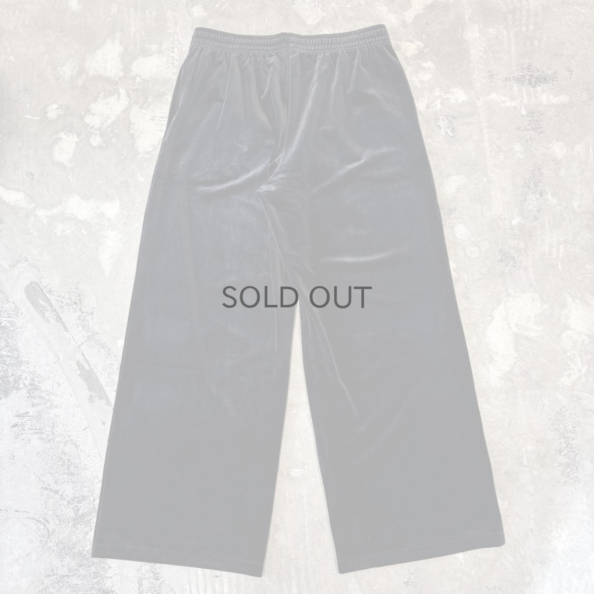 画像2: BLACK COLOR WIDE SILHOUETTE VELOUR PANTS / FREE (2)