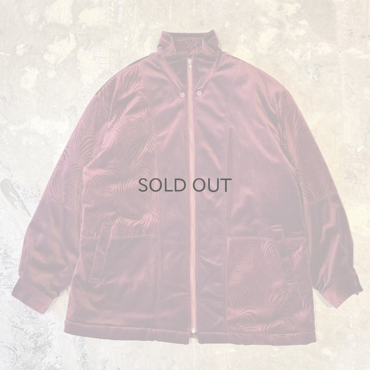 画像1: PATTERN SWITCHED VELOUR ZIP UP JACKET / Mens M~L (1)