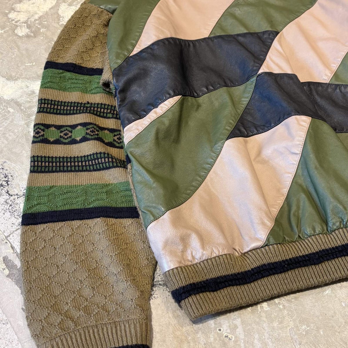 画像5: REAL LEATHER × KNIT SWITCHED SWEATER / Mens XL (5)