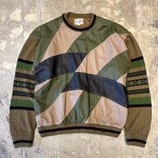 画像1: REAL LEATHER × KNIT SWITCHED SWEATER / Mens XL (1)