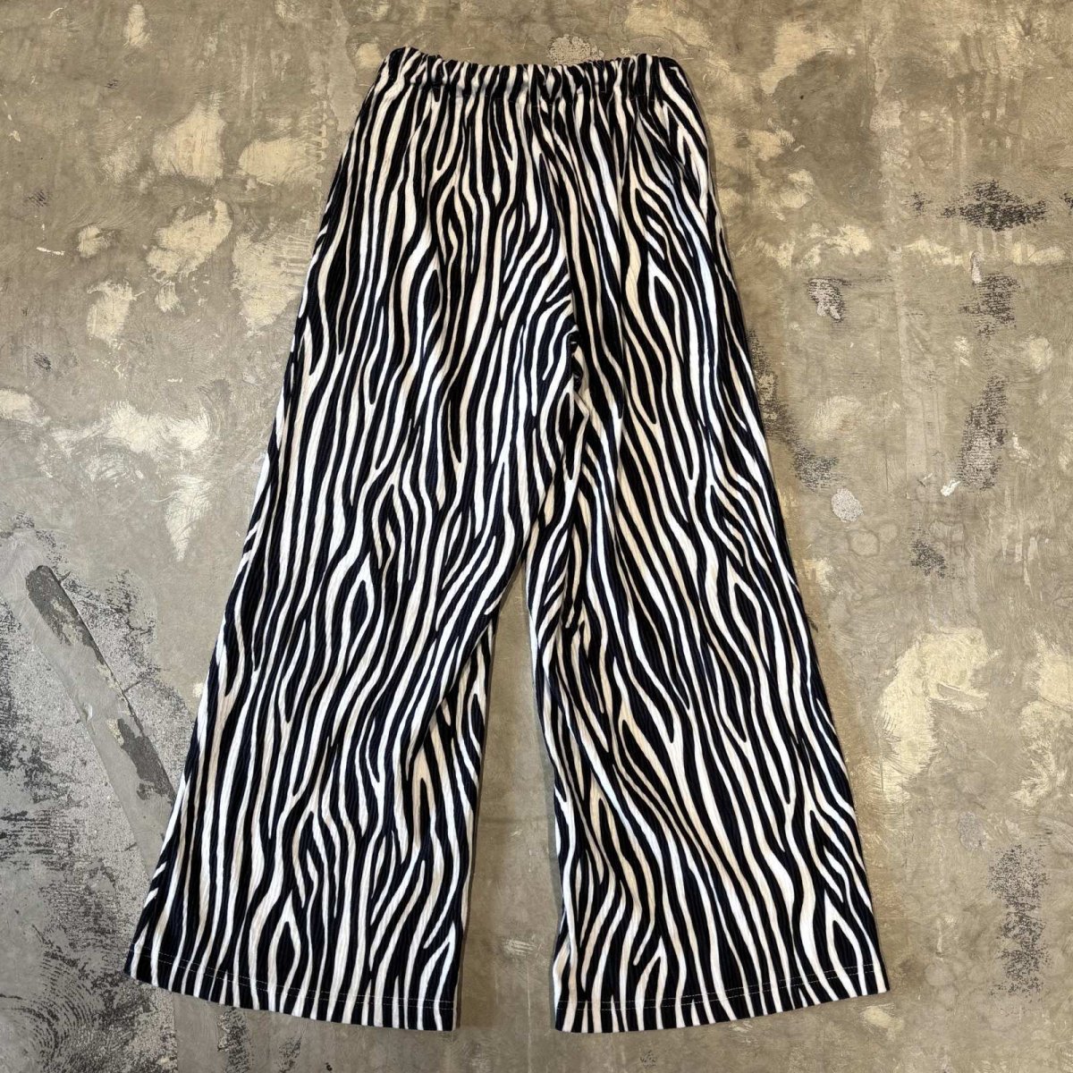 画像2: BICOLOR ALL OVER PATTERN WIDE SILHOUETTE RIB PANTS / W26~W36 (2)