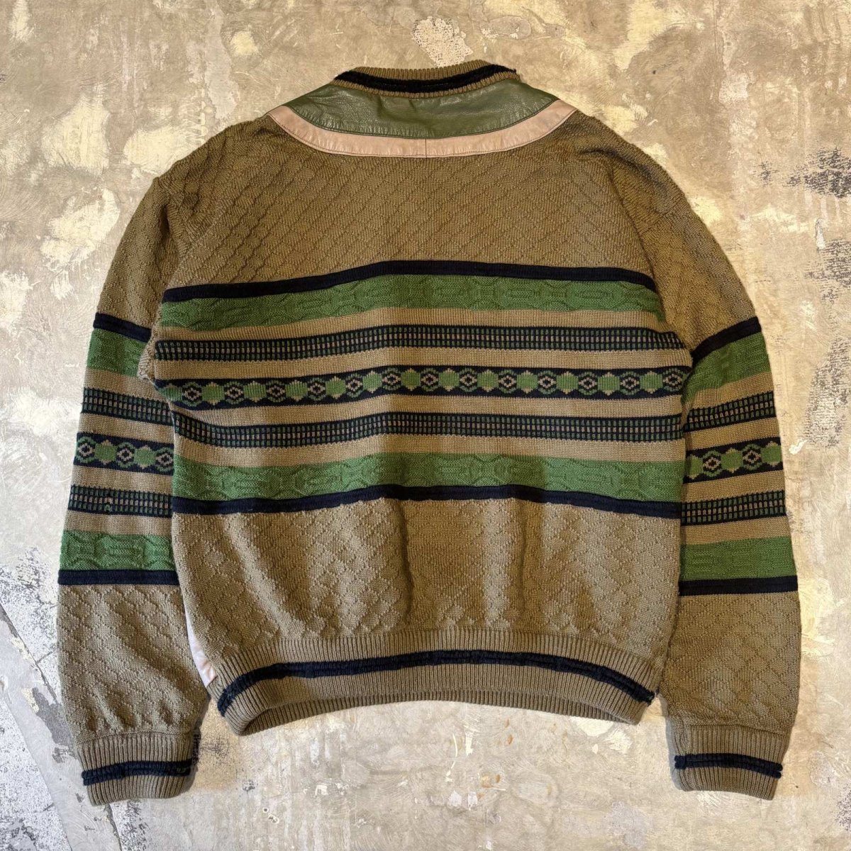 画像2: REAL LEATHER × KNIT SWITCHED SWEATER / Mens XL (2)