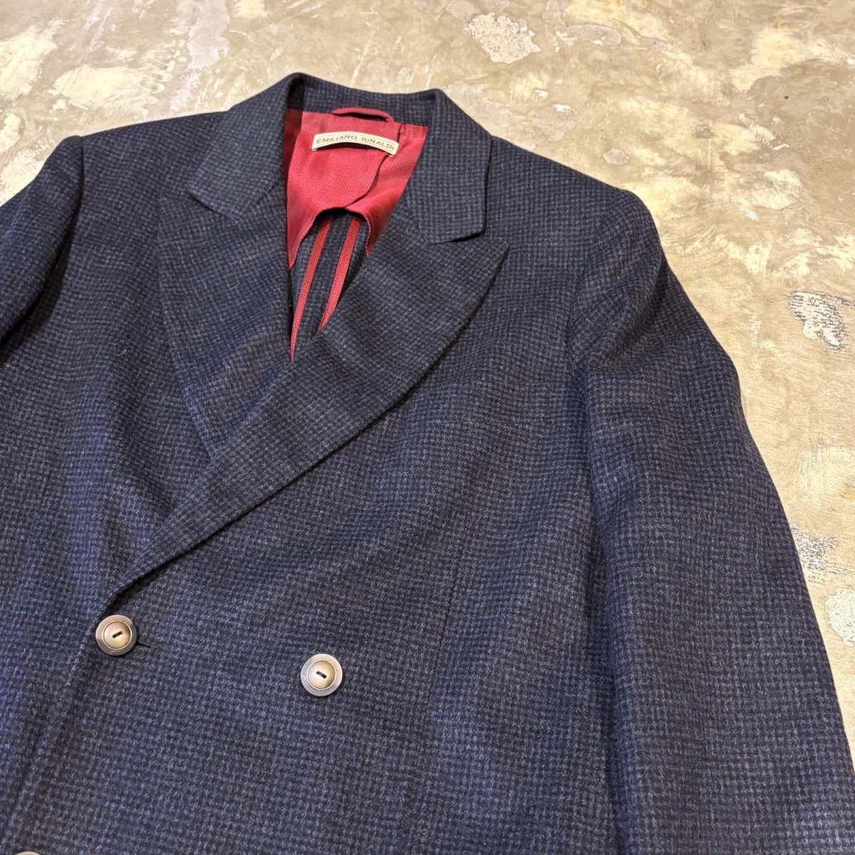 画像4: CHECK PATTERN DOUBLE BREASTED TAILORED JACKET / Mens M / MADE IN ITALY (4)