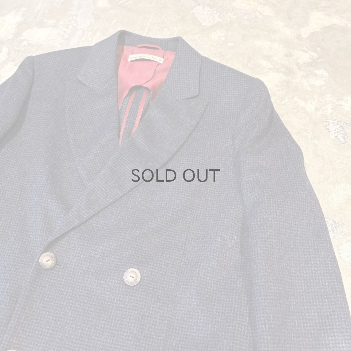 画像4: CHECK PATTERN DOUBLE BREASTED TAILORED JACKET / Mens M / MADE IN ITALY (4)