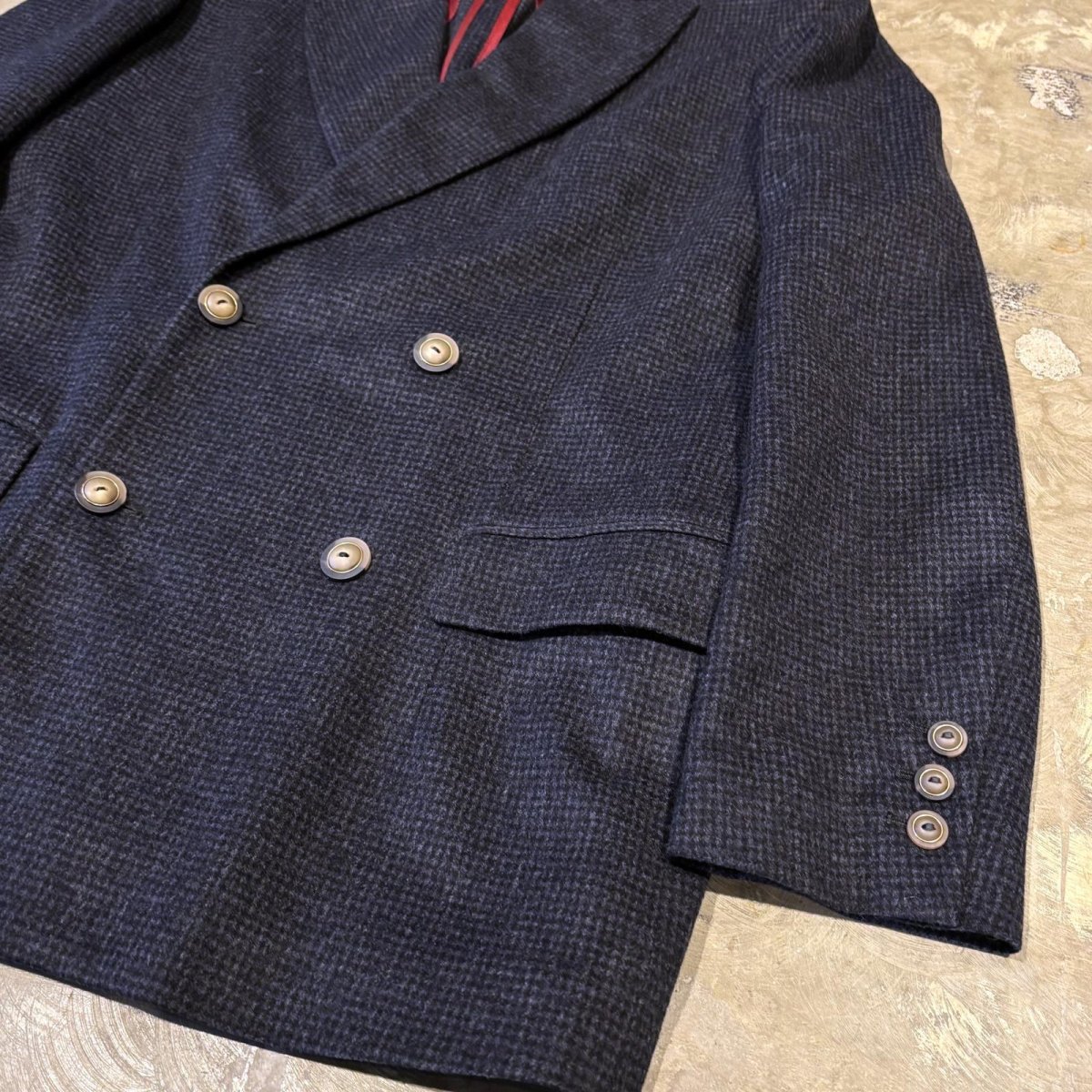 画像6: CHECK PATTERN DOUBLE BREASTED TAILORED JACKET / Mens M / MADE IN ITALY (6)