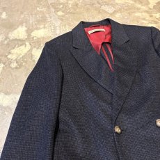 画像3: CHECK PATTERN DOUBLE BREASTED TAILORED JACKET / Mens M / MADE IN ITALY (3)