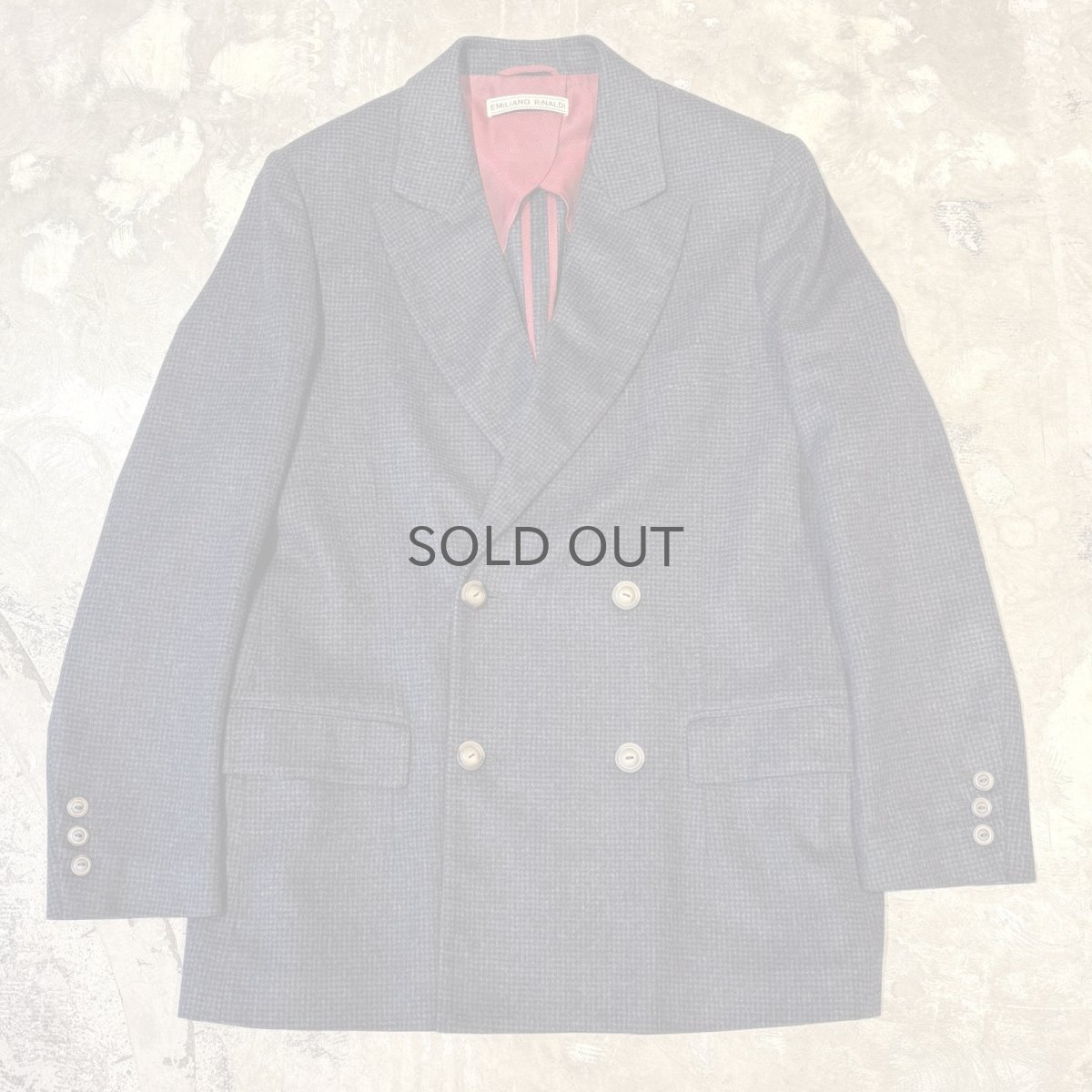 画像1: CHECK PATTERN DOUBLE BREASTED TAILORED JACKET / Mens M / MADE IN ITALY (1)