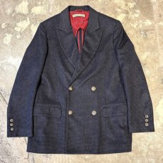 画像1: CHECK PATTERN DOUBLE BREASTED TAILORED JACKET / Mens M / MADE IN ITALY (1)