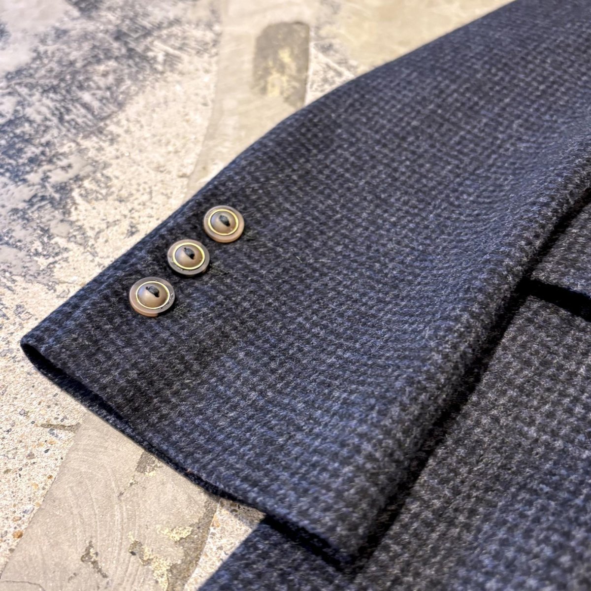 画像9: CHECK PATTERN DOUBLE BREASTED TAILORED JACKET / Mens M / MADE IN ITALY (9)