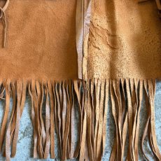 画像9: BROWN COLOR DESIGN FRINGE LEATHER SKIRT / W30 / MADE IN ITALY (9)