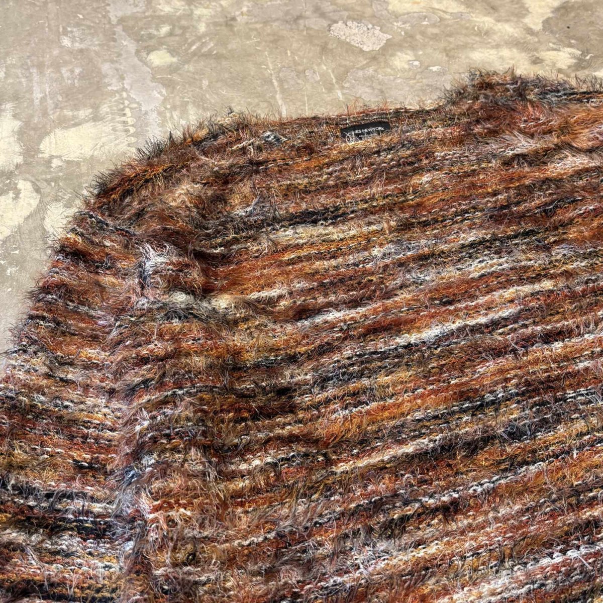 画像3: MULTI BORDER PATTERN SHAGGY KNIT SWEATER / Mens XL(L) (3)