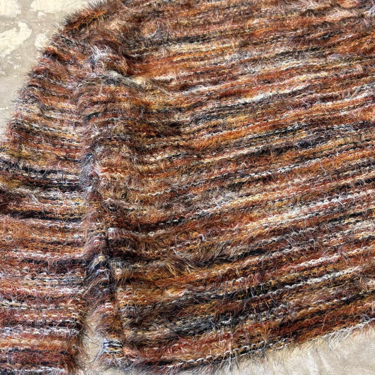 画像5: MULTI BORDER PATTERN SHAGGY KNIT SWEATER / Mens XL(L) (5)