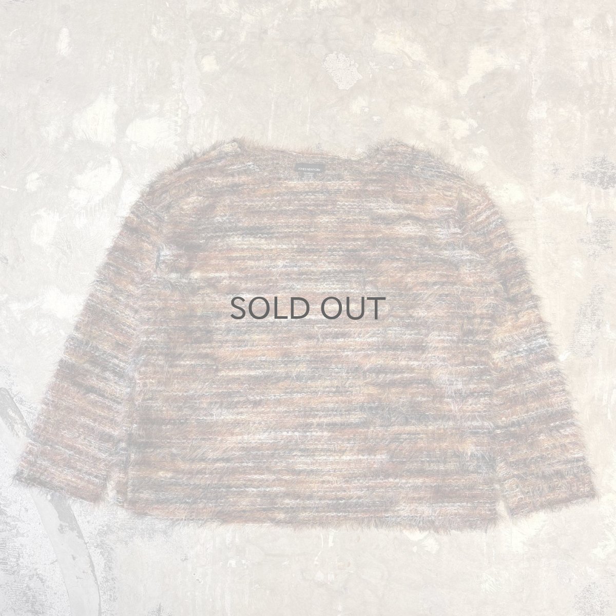 画像1: MULTI BORDER PATTERN SHAGGY KNIT SWEATER / Mens XL(L) (1)