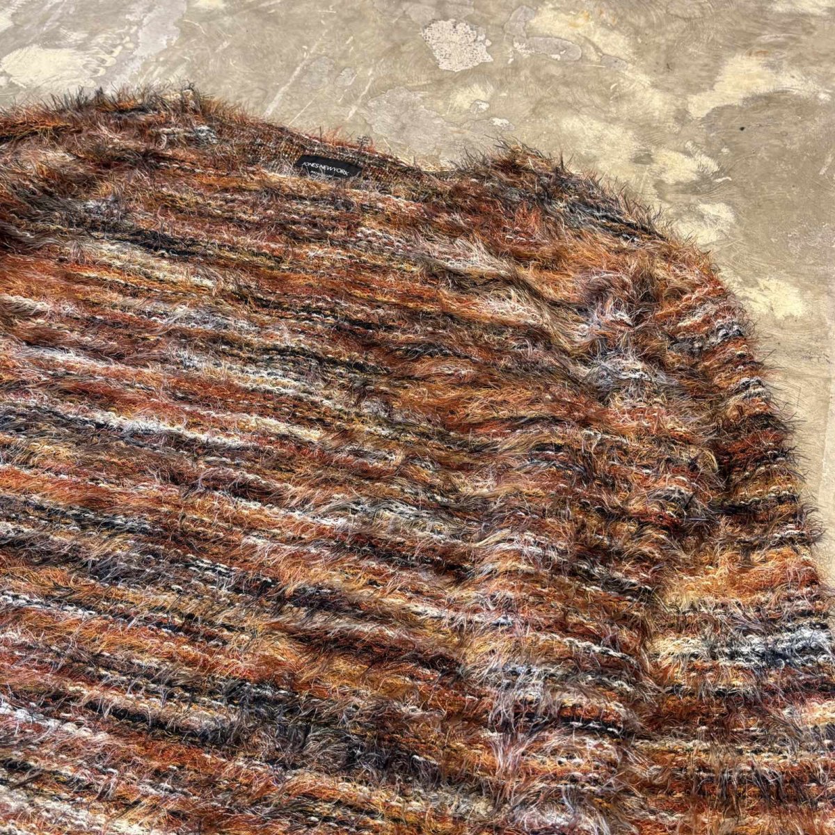 画像4: MULTI BORDER PATTERN SHAGGY KNIT SWEATER / Mens XL(L) (4)