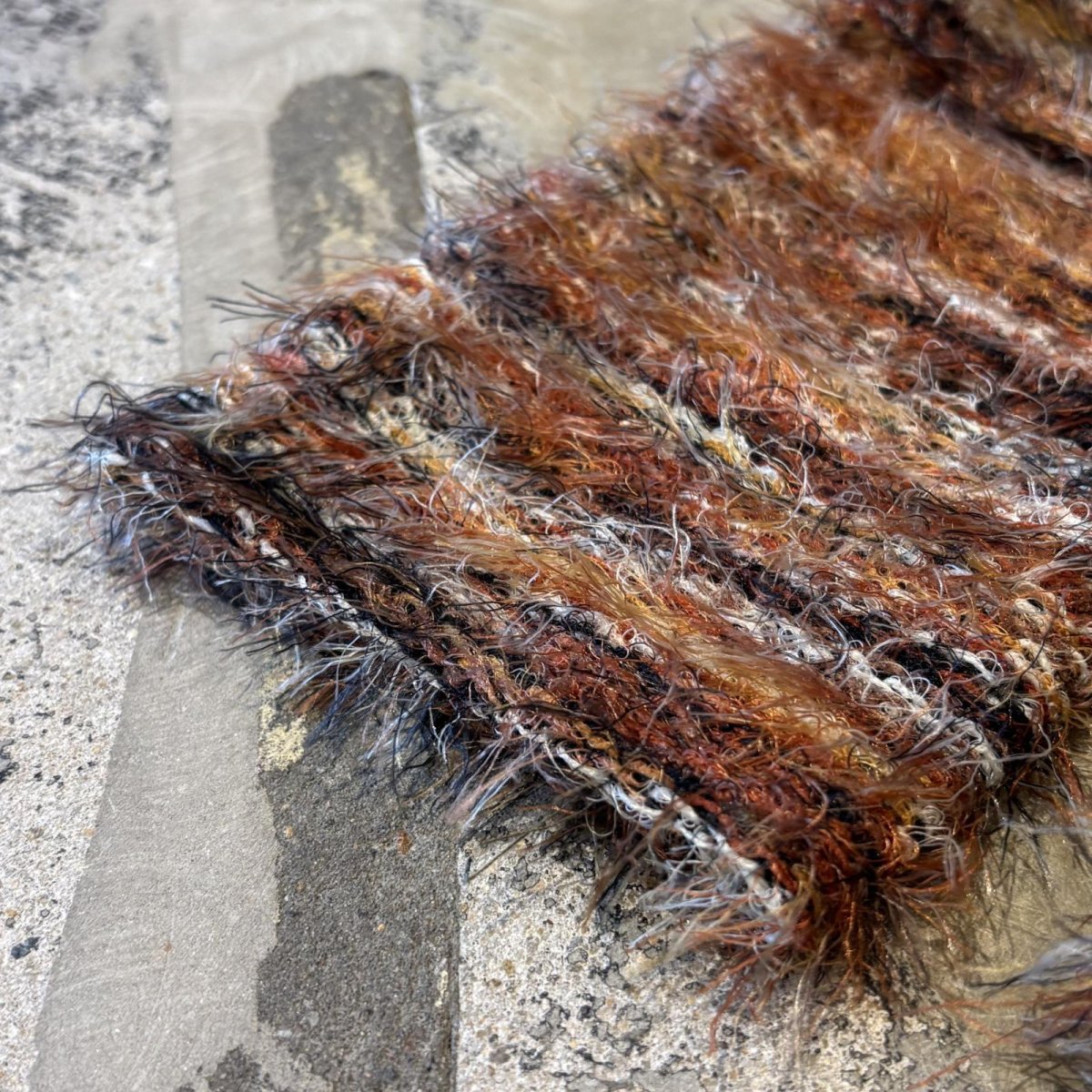 画像7: MULTI BORDER PATTERN SHAGGY KNIT SWEATER / Mens XL(L) (7)