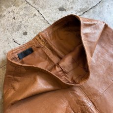 画像6: BROWN COLOR DESIGN FRINGE LEATHER SKIRT / W30 / MADE IN ITALY (6)