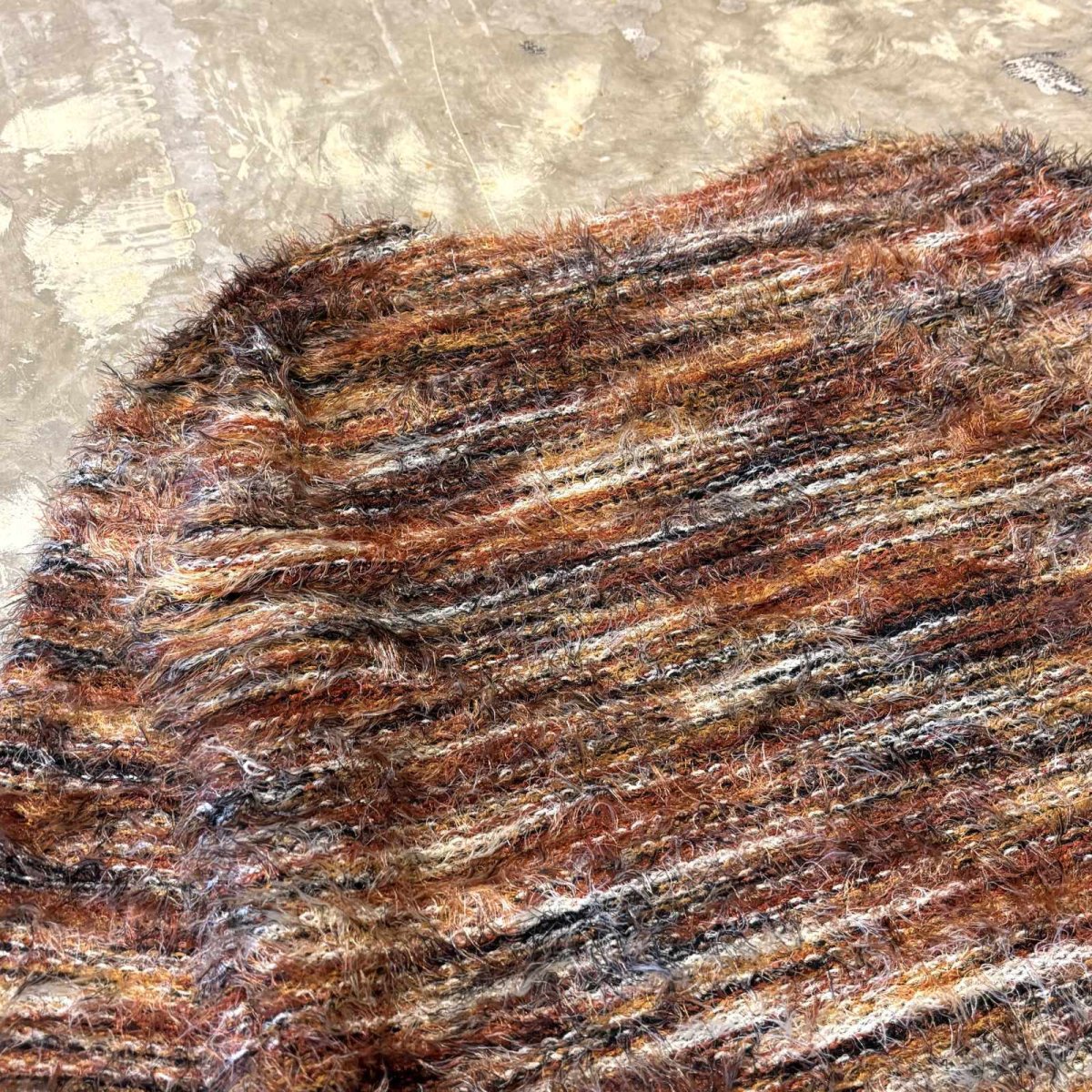 画像9: MULTI BORDER PATTERN SHAGGY KNIT SWEATER / Mens XL(L) (9)