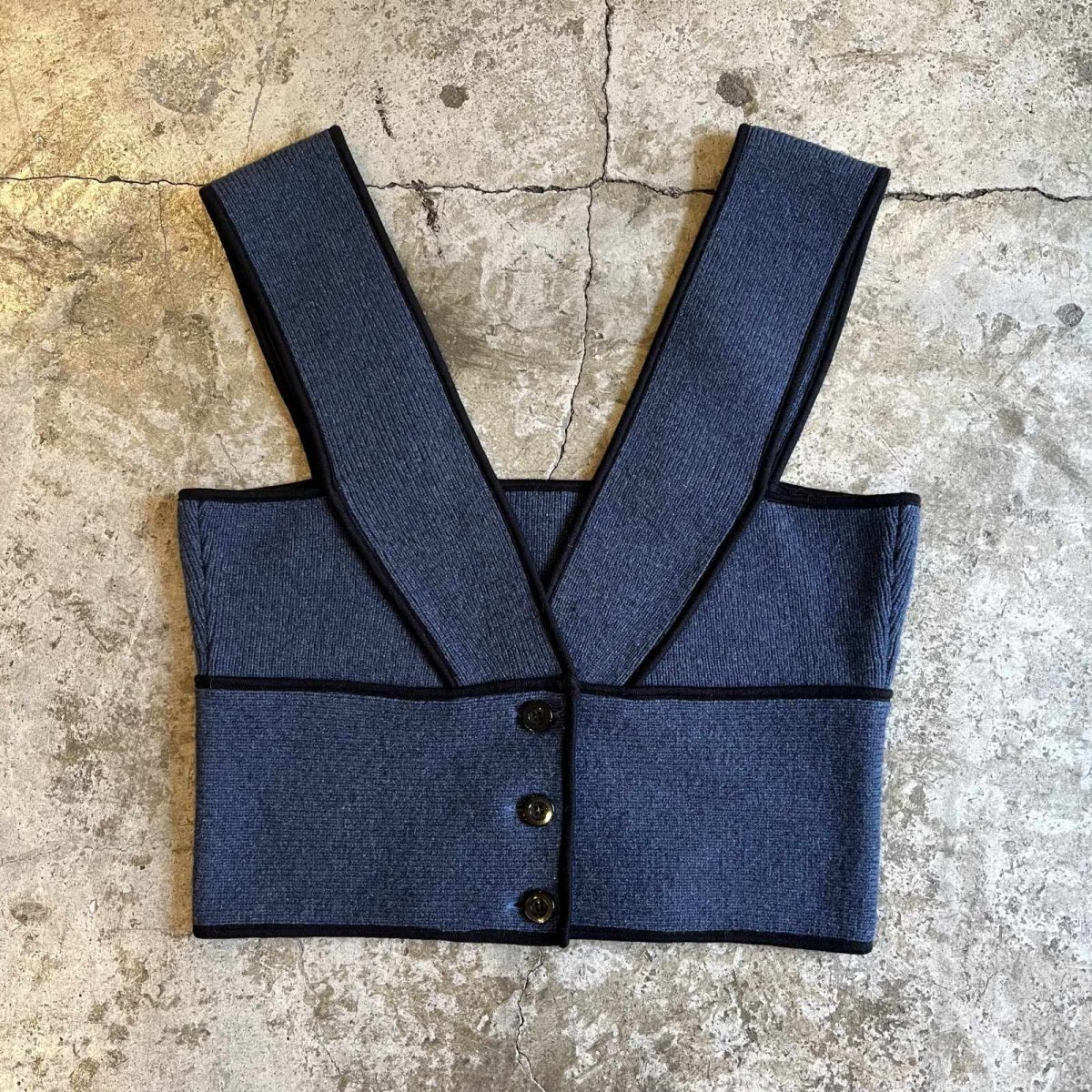 画像1: PIPING LINE DESIGN KNIT BUSTIER / Ladies M (1)