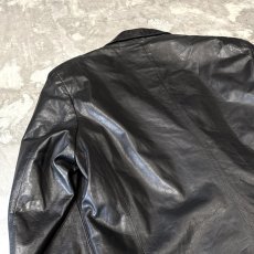 画像9: BLACK REAL LEATHER DOUBLE BREASTED TAILORED JACKET / Mens M (9)