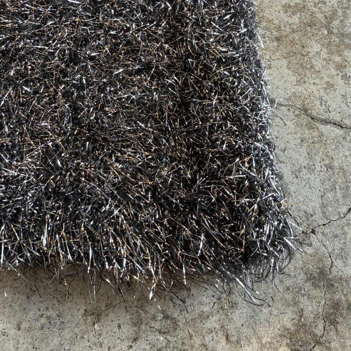 画像9: SHAGGY SILVER GLITTER BACK SLIT DESIGN SKIRT / W29~FREE (9)