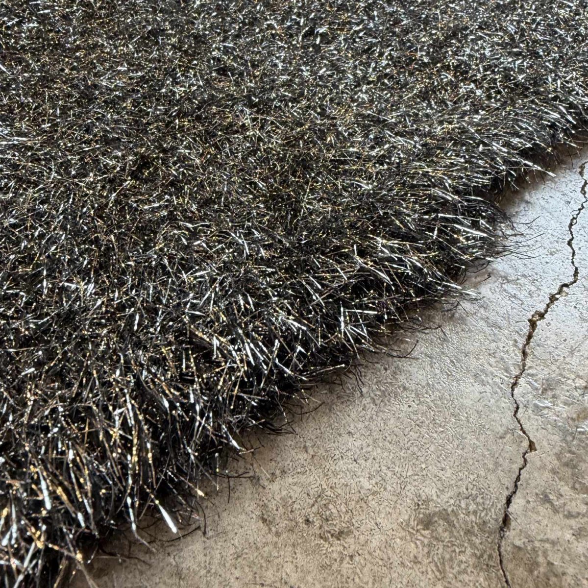 画像10: SHAGGY SILVER GLITTER BACK SLIT DESIGN SKIRT / W29~FREE (10)