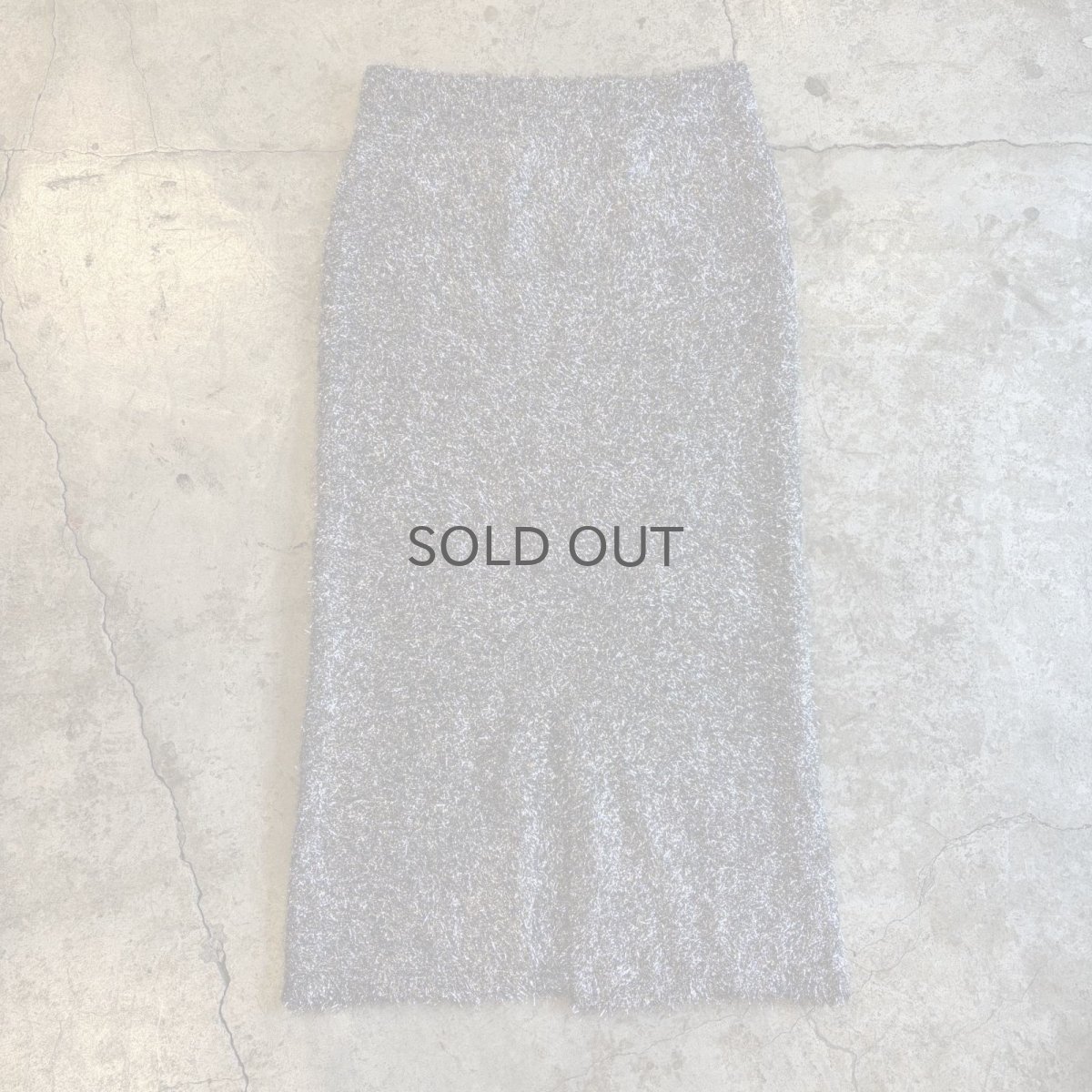 画像2: SHAGGY SILVER GLITTER BACK SLIT DESIGN SKIRT / W29~FREE (2)