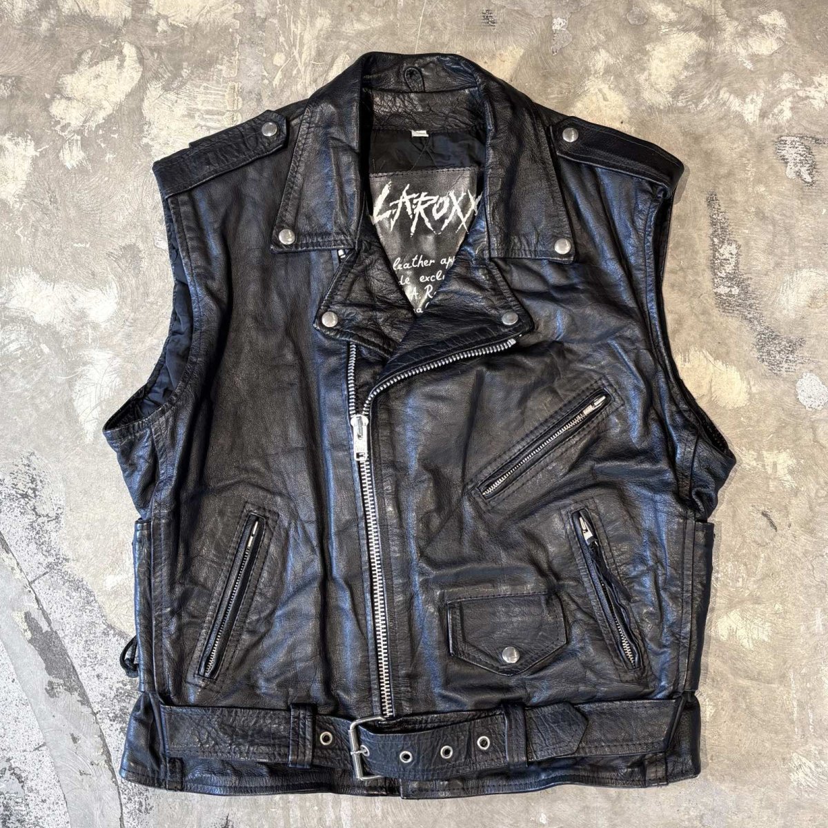 画像1: REAL LEATHER SIDE LACE UP DOUBLE RIDERS VEST / Mens L (1)