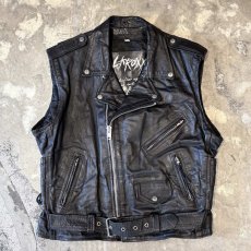 画像1: REAL LEATHER SIDE LACE UP DOUBLE RIDERS VEST / Mens L (1)