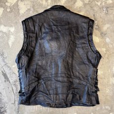 画像2: REAL LEATHER SIDE LACE UP DOUBLE RIDERS VEST / Mens L (2)