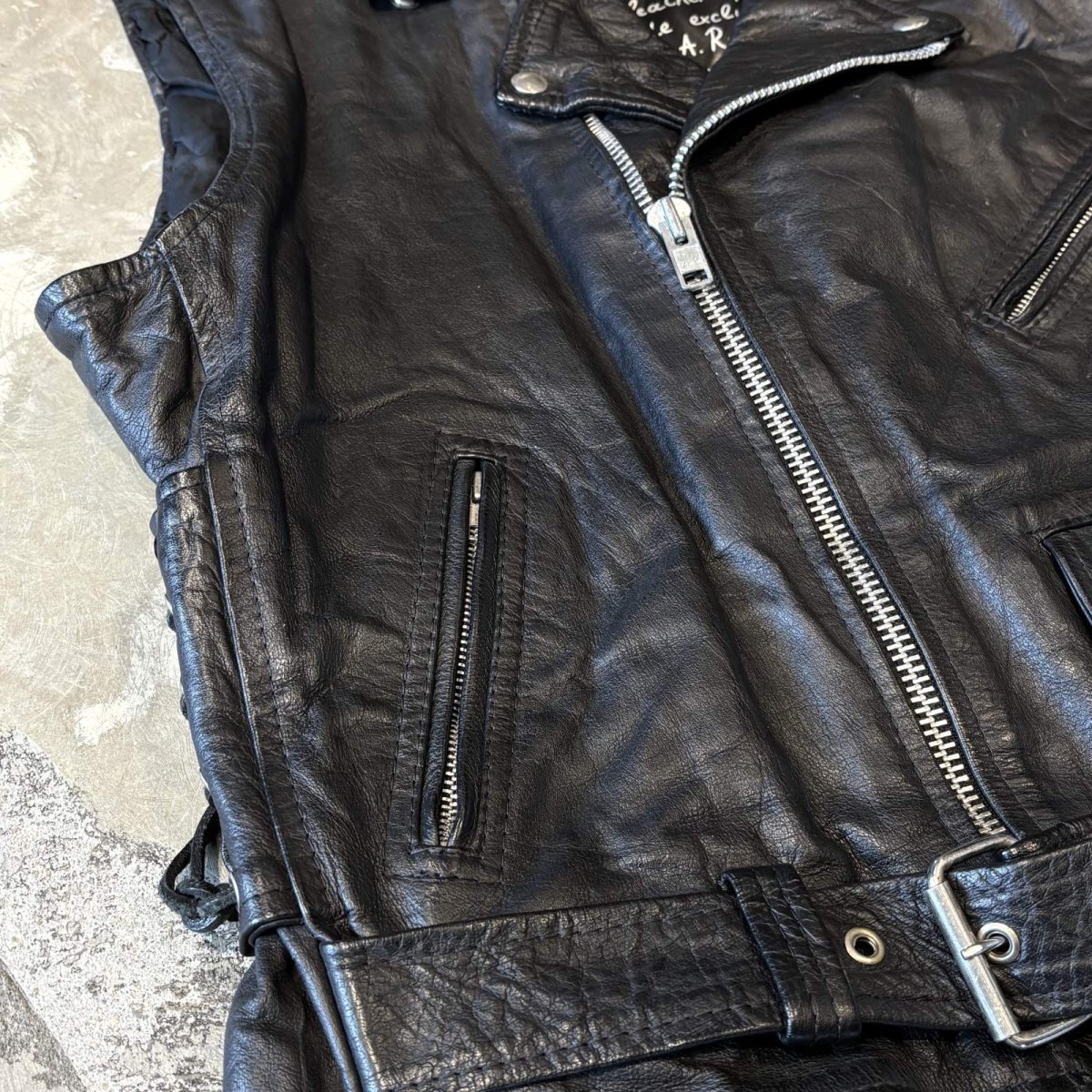 画像5: REAL LEATHER SIDE LACE UP DOUBLE RIDERS VEST / Mens L (5)