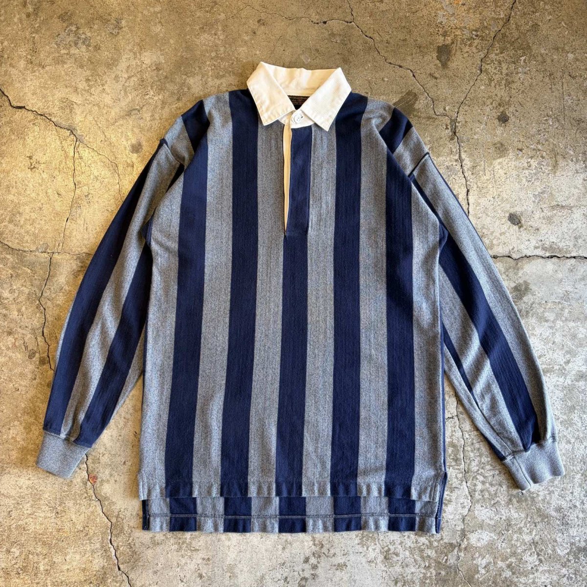 画像1: STRIPE COLOR DESIGN L/S RUGBY JERSEY SHIRT / Ladies M~L (1)