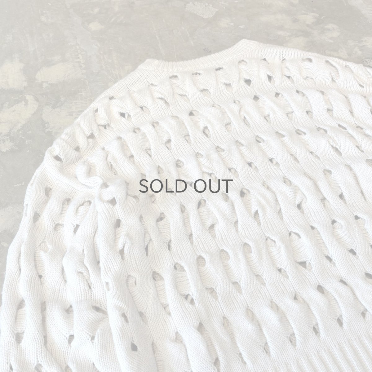 画像9: MONOTONE MESH DESIGN KNIT SWEATER / Mens L (9)