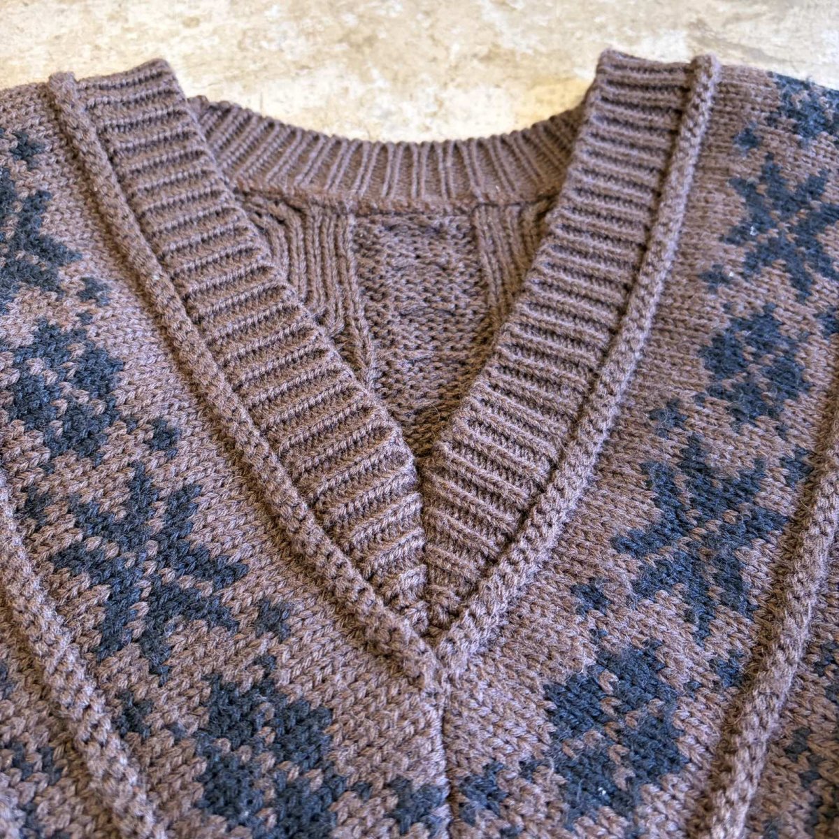 画像4: V NECK FRINGE POINT DESIGN KNIT SWEATER / Ladies M (4)