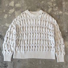 画像1: MONOTONE MESH DESIGN KNIT SWEATER / Mens L (1)